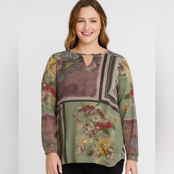 Tolani Tops - Tolani Collection | Patchwork Printed Tunic Blouse Artsy European